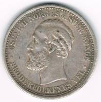 () Монета Норвегия 1877 год 1  ""   Биметалл (Серебро - Ниобиум)  UNC