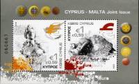 (№2008-28) Блок марок Кипр 2008 год "Совместный выпуск принятие CyprusMalta Евро", Гашеный