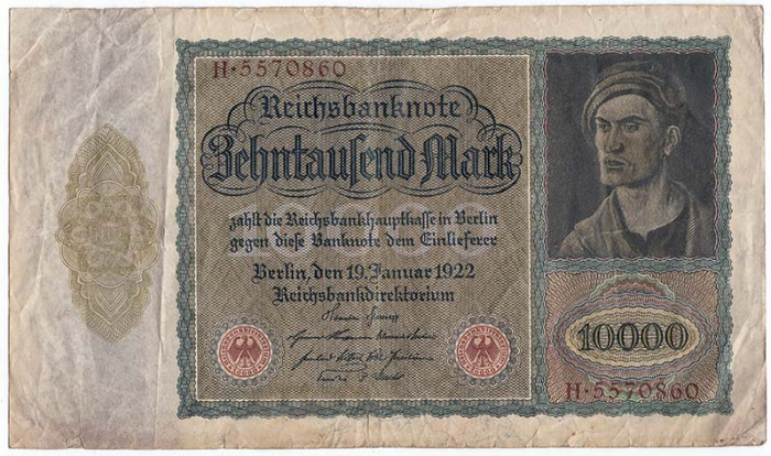 () Банкнота Германия (Веймар) 1922 год 10 000  &quot;&quot;   VF