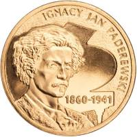 (218) Монета Польша 2011 год 2 злотых "Игнаций Ян Падеревский"  Латунь  UNC