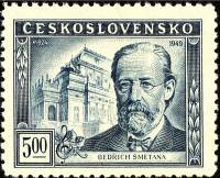 (1949-020) Марка Чехословакия "Б. Сметана (Серо-голубая)"    125 лет со дня рождения Бедржиха Сметан