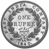 () Монета Индия 1840 год 1  ""   Биметалл (Серебро - Ниобиум)  UNC