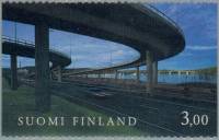 (№1999-1467) Марка из набора Финляндия 1999 год "Прибрежной дороге вблизи Jyvaumlskylauml перфорация