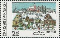 (1970-023) Марка Чехословакия "Дети зимой"   Картины чехословацкого художника Йозефа Ла II Θ
