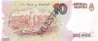 (№1992P-342s) Банкнота Аргентина 1992 год "10 Pesos"
