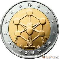 (002) Монета Бельгия 2006 год 2 евро "Монумент Атомиум в Брюсселе"  Биметалл  PROOF