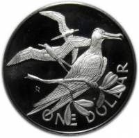 (1975) Монета Британские Виргинские острова 1975 год 1 доллар "Птицы"  Серебро Ag 925  PROOF