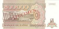 (,) Банкнота Заир 1992 год 500 000 заиров "Мобуту Сесе Секо"   UNC