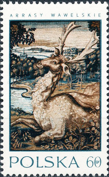 (1970-058) Марка Польша "Олень"    Гобелены в Вавельском Замке III &Theta;
