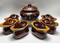 Горшочки для запекания 6 шт и Ваза с крышкой керамика (7 предметов)