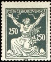 (1920-021) Марка Чехословакия "Разорванная цепь (Темно-зеленая)"    Республика (Стандартный выпуск) 