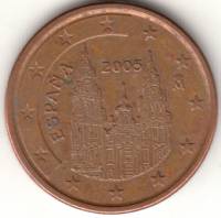 (2005) Монета Испания 2005 год 5 центов  1. Звёзды в ленте Сталь, покрытая медью  VF