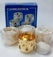 Набор подсвечников, 4 шт, свечи в комплекте, металл, новые в упаковке