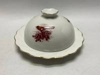 Масленка с крышкой фарфор ЛОЗ глухарь тетерев