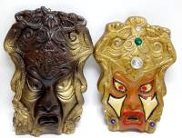 Панно настенные, 2 шт., "Маска Медузы", гипс, цемент (сост. на фото)