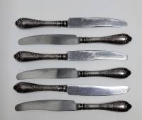 Набор столовых ножей, 6 шт., нержавейка, длина - 21 см., СССР (сост. на фото)