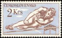 (1959-006) Марка Чехословакия "Прыжки в высоту"    Чемпионат мира по хоккею, спортивные соревнования
