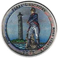 017d Монета США 2013 год 25 центов Мемориал мира  Вариант №2 Медь-Никель  COLOR. Цветная