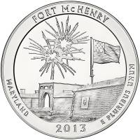 (019s) Монета США 2013 год 25 центов "Форт Мак-Генри"  Медь-Никель  UNC
