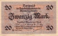 (№1922P-6b) Банкнота Мемель 1922 год "20 Mark "Немецкая марка"