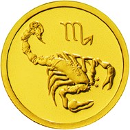 (015ммд) Монета Россия 2002 год 25 рублей "Скорпион"  Золото Au 999  UNC