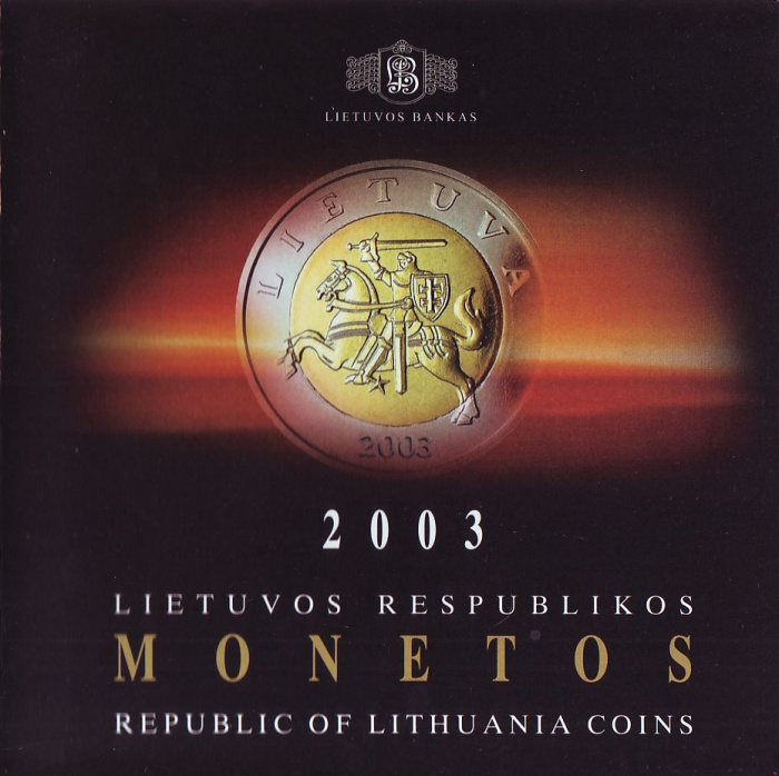 (2003, 6 монет) Набор монет Литва 2003 год &quot;Годовой набор&quot;   Буклет