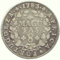 (№1783km23) Монета Ангола 1783 год 8 Macutas