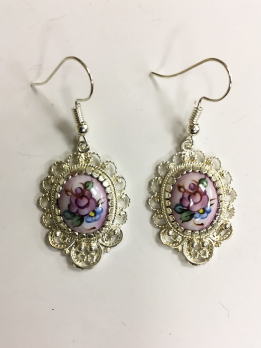 Серьги "Финифть", серебрение (сост. на фото)