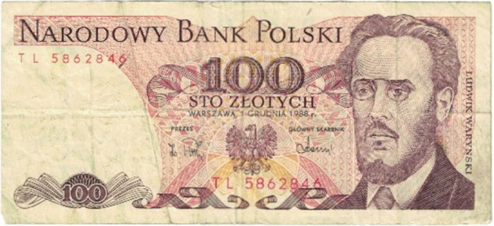 (1988) Банкнота Польша 1988 год 100 злотых &quot;Людвиг Варинский&quot;   VF