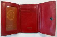 Портмоне женское "Petek", Натуральная кожа, 2 отделения с отсеками, Клепка, поцелуй, Красное