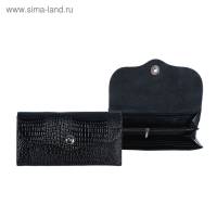 (1628199) Кошелек жен. 18*2*9см, 6 отд., д/карт, на клапане. Черный