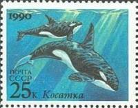 (1990-088) Марка СССР "Косатка"   Морские животные III O