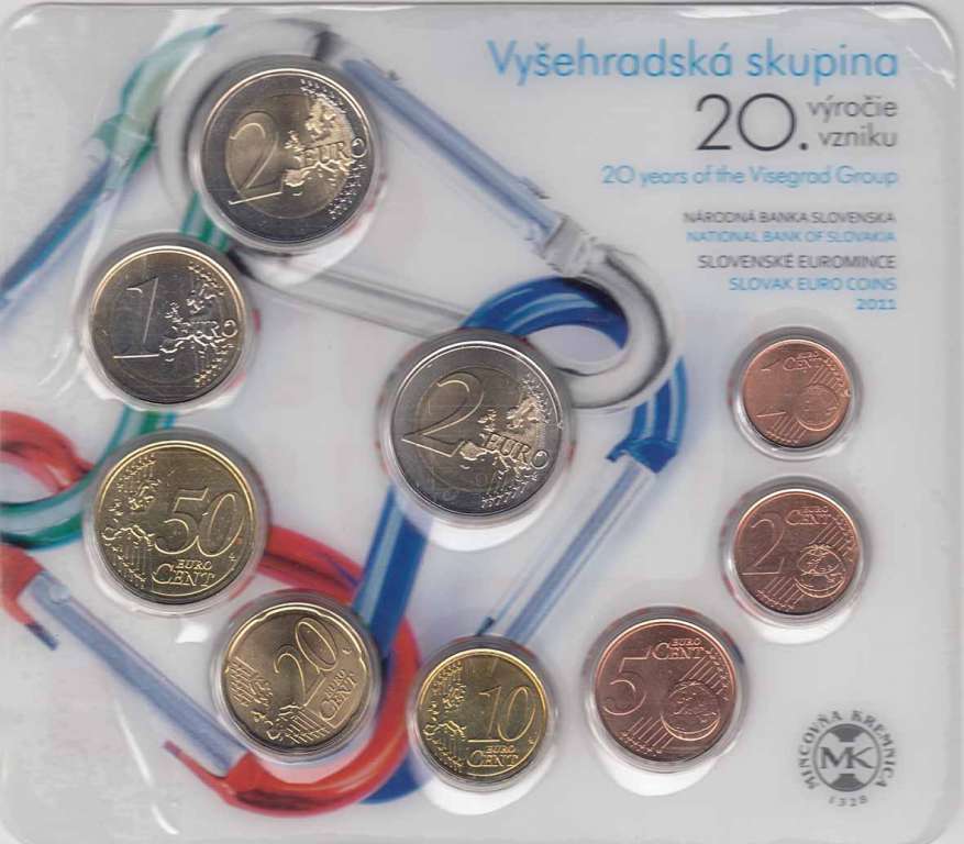 (2011, 9 монет) Набор монет Словакия 2011 год &quot;Вишеградская группа&quot;  Буклет