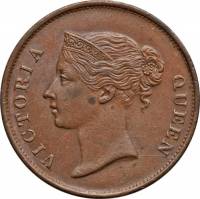 () Монета Стрейтс Сетлментс («Поселения у пролива»)  1862 год 1  ""   Медь  UNC