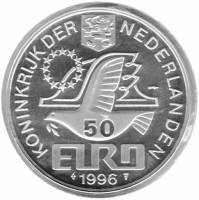 (№1996) Монета Нидерланды 1996 год 50 Ecu amp;"Euroamp;" (К 400-летию. мореплавателя Виллема Баренца