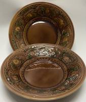 Тарелки суповые, обливная керамика СССР 2 шт.