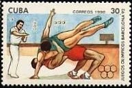 (1990-015) Марка Куба "Борьба"    Летняя Олимпиада Барселона 1992 III O
