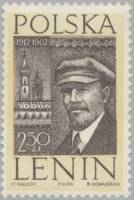 (1962-023) Марка Польша "Ленин и церковь" , III Θ