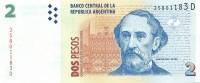 (,) Банкнота Аргентина 2001 год 2 песо "Бартоломе Митре"   UNC
