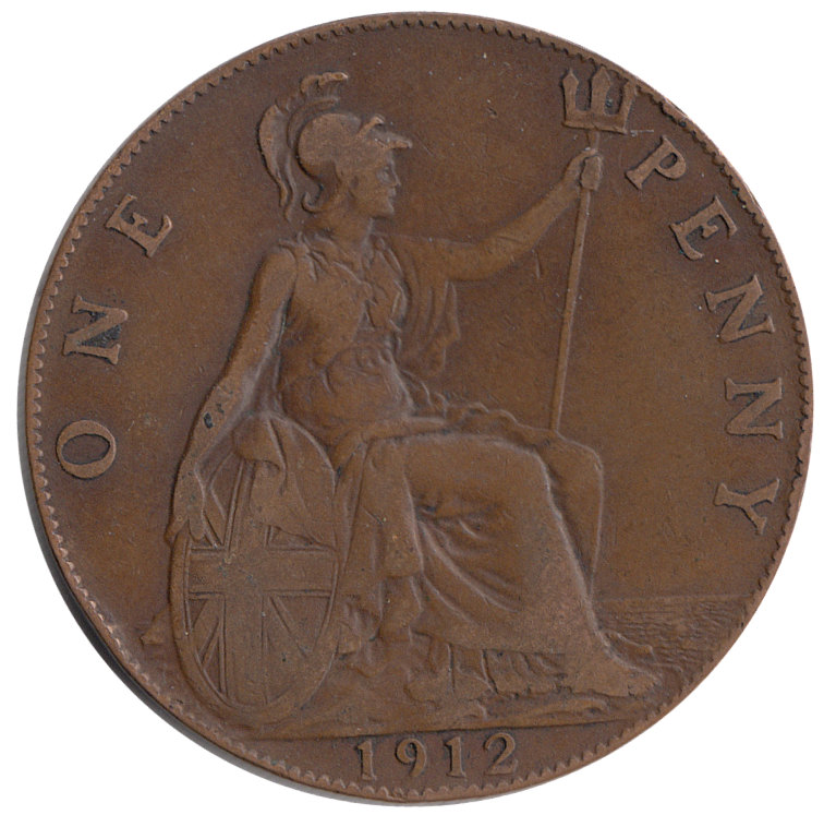 (1912) Монета Великобритания 1912 год 1 пенни &quot;Георг V&quot;  Бронза  VF