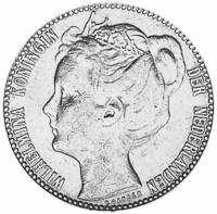 () Монета Нидерланды (Голландия) 1904 год 1 гульден ""  Биметалл (Серебро - Ниобиум)  UNC