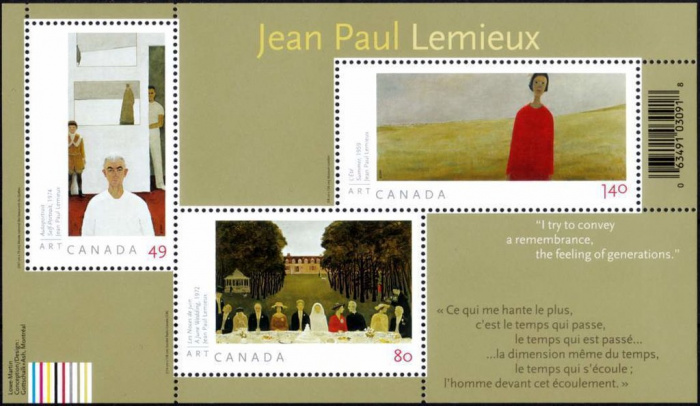 (№2004-70) Блок марок Канада 2004 год &quot;Картины Жан-Поль Лемье блок&quot;, Гашеный
