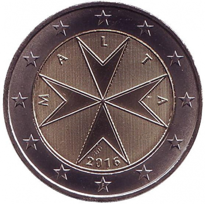 (2016) Монета Мальта 2016 год 2 евро &quot;Мальтийский крест&quot;  Биметалл  UNC
