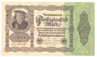 1922 Два номера Банкнота Германия 50 000 марок Дюрер Торговец 3-й выпуск  VF