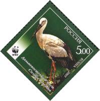 2007-044 Марка Россия Дальневосточный аист  Фауна. Исчезающие виды III O