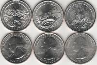 2012 3 монеты 25 центов Смесь дворов Набор США Парки  UNC