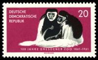(1961-020) Марка Германия (ГДР) "Восточный колобус"    Зоопарк, Дрезден II O