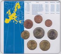 Набор монет Евро Греция 2002 год (8 монет) AU В блистере