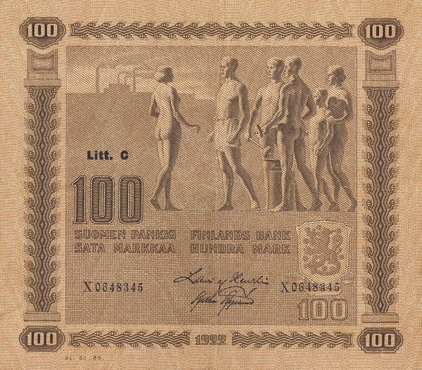 (,) Банкнота Финляндия 1932 год 100 марок    UNC