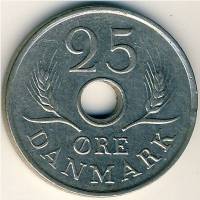 (№1972km855.2) Монета Дания 1972 год 25 Oslash;re (С сердца)